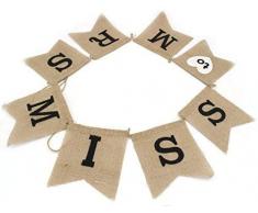 CTY Wedding Wimpelkette Miss to Mrs, Vintage, Hochzeit, Party, Dekoration, Wimpelkette