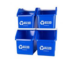 Mülleimer mit Griff, stapelbar, Blau, 4 Stück