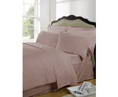 Highams 100% Baumwolle, Uni, Spannbetttuch, ägyptische Baumwolle, Vintage Pink, Doppelbett, 137 x 190 cm