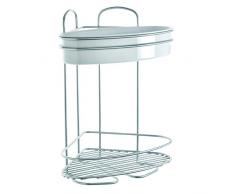 Metaltex Orbit Eckregal 2-Etg. mit 1 Kleinteile Ablage, Metall, Chrom/weiß, 21 x 21 x 35 cm