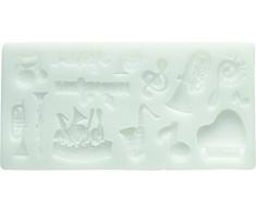 Silikomart 71.372.00.0096 Silikonform für Tortendekoration SLK272 Musik-Motive Silikon Weiß