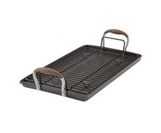 Anolon Advanced Harteloxierte Antihaftbeschichtete Grillplatte mit Mehrzweck-Rack, 25,4 x 45,7 cm, bronzefarben