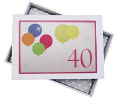 WHITE COTTON CARDS Fotoalbum für 40. Geburtstag mit Neon Glitter Luftballons, weiß,