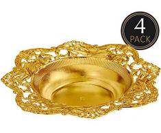 Impressive Creations Servierschale aus Kunststoff, wiederverwendbar, für Süßigkeiten, Vorspeisen, elegantes Vintage-Design mit flachem Rand für Küche, Party, Tafelaufsatz Antik Small, 4 Pack rose gold
