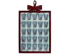 Transpac Adventskalender mit Holzkorb, gerahmt, Weiß