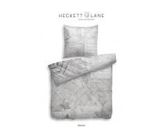 Heckett Lane Mako-Satin Wendebettwäsche Bleecker 155x220 (80x80) Grau