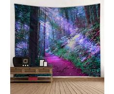 Stoff Wandteppich Dekoration Wandkunst Tischdecke Tagesdecke Picknickdecke Strandüberwurf Tapisserien bunt Schlafzimmer Flur Wohnzimmer 79x59 inches Sunshine Red Forest