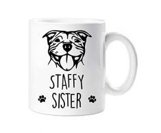 60 Second Makeover Limited 60SECMUG1134 60 Second Makeover Becher Staffy Sister Haustier Geschenk Hundeliebhaber Staffordshire Bull Terrier Vatertag, keramik, weiß