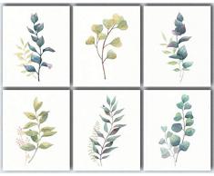L & O Goods Botanical Wall Art Prints - Landhaus & Küche Dekor - Set mit 6 Plakaten Eukalyptus Blättern Dekorationen - Kunstwerke Bilder für Schlafzimmer, Esszimmer, Flur oder Büro - 8x10