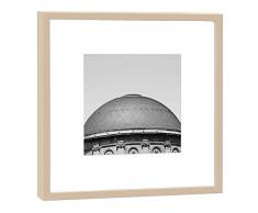 COGNOSCO RH-27-B100 Fotografie im Holzrahmen: Bahnhof Deutz-Fotodruck-Format 27 x 27 cm-Rahmenfarbe beige-Hochwertiges Wandbild, Geschenkidee oder Souvenir aus Köln, Holz, Schwarz-Weiß, Rahmen