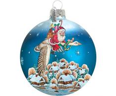 G. Debrekht Weihnachtsmann auf Gans, Glaskugel, 8,9 cm