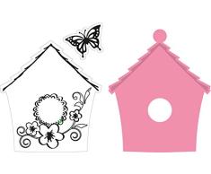 Marianne Design Collectables Vogelhaus Blumen - Stempel und Stanzschablone für die Kartengestaltung und Scrapbooking, Metal, pink, 5.2 x 6.2 x 0.4 cm