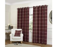 Rapport Plaid Check Vorhang mit Ösen, Polyester, Himbeere, 46 x 54-Inch