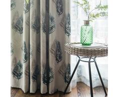 VOGOL Blackout hinterlässt Bedruckte Vorhänge, Noise Reduction Panels Vorhang Top Tülle Drapes für Schlafzimmer Hotel Wohnzimmer, 2 Platten, W52 x LxBxT Zoll 52*96 Grün