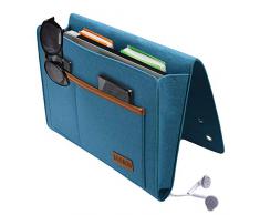ZOORON Nachttisch Caddy, große Größe 23,9 x 33,2 cm Nachttisch Organizer Tasche Halter mit 5 Taschen, Filz Hänge-Organizer für Bettgeländer, Schlafsaal, Sofa, Etagenbetten. Seladongrün