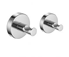 BigBig Home Kleiderhaken für Bademantel, Handtuchhaken, Edelstahl, mit Saugnapf, Wandmontage, für Badezimmer, Dusche, 2 Stück Brushed Nickel Finish Towel Hook
