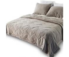 KASENTEX Luxuriöses Wende-Steppbett mit modernem horizontalem Zickzack-Design, Mikrofaser weiche Bettwäsche mit Kammschutz Modern Queen + 2 Shams (90x90+20x26 x2) grau