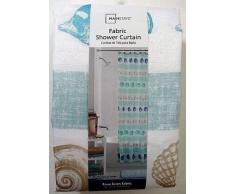 Mainstay Aquamarin Streifen Sea Life Dusche Vorhang Stoff aus Leinen