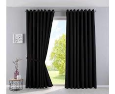 Gardinenbox Vorhänge Blickdicht »Newyork« Schwarz HxB 245x295 cm 2er-Pack Thermo-Gardinen Verdunkelungsvorhang Blackout Ösen schalldämmend ÖKOTEX UV-Schutz Raffhalter, 201920600-2