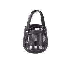 Fink Maretti Laterne, Leder, Schwarz, 14 x 14 x 18 cm