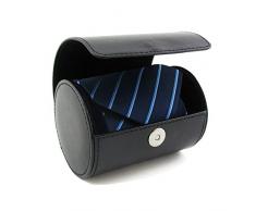 WAJJ Herren Krawatten-Aufbewahrungsbox für Reisen, Krawattenhalter, zylinderförmig Schwarz