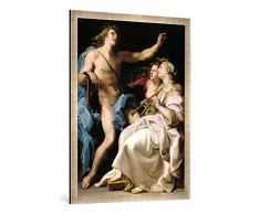 Gerahmtes Bild von Pompeo Girolamo Batoni Apollon mit den Musen der Musik und der Metrik, Kunstdruck im hochwertigen handgefertigten Bilder-Rahmen, 70x100 cm, Silber Raya