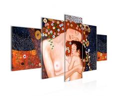 Bilder Gustav Klimt Mutter und Kind Wandbild 200 x 100 cm Vlies - Leinwand Bild XXL Format Wandbilder Wohnzimmer Wohnung Deko Kunstdrucke Braun 5 Teilig MADE IN GERMANY Fertig zum Aufhängen 700251a