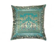 Real online seller Kissenbezug aus indischer Seide, Brokat-Kissenbezug, handgefertigt, quadratisch, 40,6 x 40,6 cm