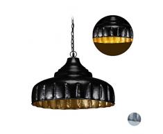 Relaxdays Pendelleuchte, große Industrielampe für Küche, ESS-und Wohnzimmer, Vintage, E27, HxD 151x56 cm, schwarz/Gold