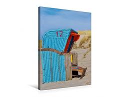 Premium Textil-Leinwand 50 x 75 cm Hoch-Format Strandkorb | Wandbild, HD-Bild auf Keilrahmen, Fertigbild auf hochwertigem Vlies, Leinwanddruck von Angela Dölling