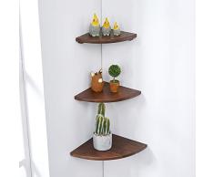 INMAN Eckregal, rund, radial, Wandmontage, schwebendes Bücherregal, Organizer zum Aufhängen, Wanddekoration, Pecan Finish für Schlafzimmer, Wohnzimmer, Küche, Büro, Badezimmer, 1 Stück 14 walnuss