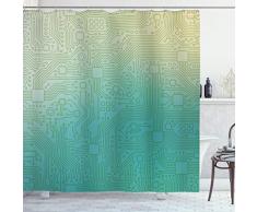 Paris Decor Vorhang für die Dusche von ambesonne, Architektur Thema Beispiel Eiffelturm Vögel und Bäume Muster, Stoff Badezimmer Decor Set mit Haken, schwarz und weiß, Textil, Multi 15, 69W x 70L