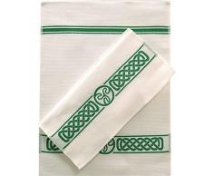 Samuel Lamont Group Charles Gallen Geschirrtücher, Waffelpiqué, grüner keltischer Rand, 2 Stück