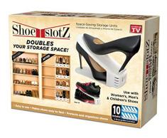 Shoe Slotz Platzsparende Schuhregale in elfenbeinfarben, aus dem Fernseher; kein Zusammenbau erforderlich; Limitierte Auflage, 10 Stück weiß