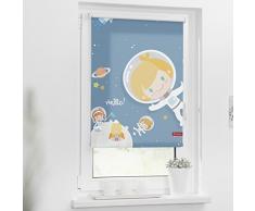 Lichtblick Rollo Klemmfix, 80 x 150 cm mit Motiv Astronaut - Blau Montage ohne Bohren, moderner Sicht-und Sonnenschutz, Motivrollo, lichtdurchlässig & Blickdicht