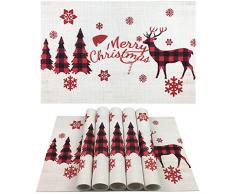 WAZAIGUR Tischsets, Tischsets für Esstisch, waschbar, gewebtes Vinyl, rutschfest Set of 6 Style-f