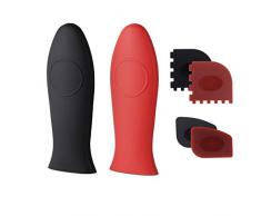 Oysir Silikon-Griff-Abdeckung, 4 Stück, Gusseisen-Griff-Abdeckung, hitzebeständig, Topflappen mit 4 Stück Gusseisenreiniger für Bratpfannen und Grillplatten, Küche, Kochen, Bratpfannen ... 2 Pcs Cover With 4 Pcs Iron Cleaner