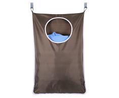 CMJLBM Oxford Stoff platzsparend Door-Hanging Wäschesammler mit Tasche klappbar groß Schmutzige Kleidung Lagerung Organizer mit 2 Edelstahl Tür Haken & 2 Saugnäpfe für Schlafzimmer Coffee