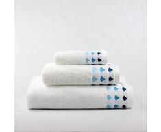 Flor de Algodón Handtuch 3er Set Diamante 520 Gr weiß/türkis 30X50; 50X100; 100X150 cm