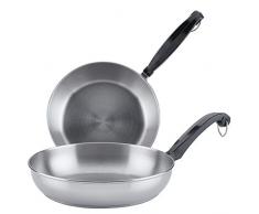 Farberware 71229 Classic Edelstahl Pfannenset, Bratpfannenset, Pfannenset, Edelstahlpfannenset, 21,6 cm und 25,4 cm, silber