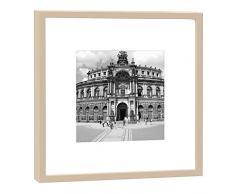 COGNOSCO RH-27-B100 Fotografie im Holzrahmen: Semper Oper Fotodruck-Format 27 x 27 cm-Rahmenfarbe beige-Hochwertiges Wandbild, Geschenkidee oder Souvenir aus Dresden, Holz, Schwarz-Weiß, Rahmen