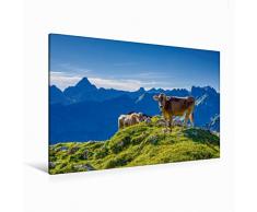 Premium Textil-Leinwand 120 x 80 cm Quer-Format Allgäuer Braunvieh | Wandbild, HD-Bild auf Keilrahmen, Fertigbild auf hochwertigem Vlies, Leinwanddruck von Walter G. Allgöwer