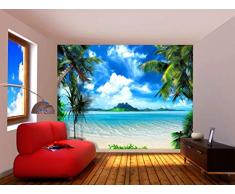 AG Design FTxxl 1430 Tropische Inse, Papier Fototapete - 360x255 cm - 4 teile, Papier, multicolor, 0,1 x 360 x 255 cm