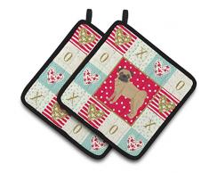 Carolines Treasures CK5886PTHD Topflappen, Mops-Liebe, 1 Paar, Mehrfarbig