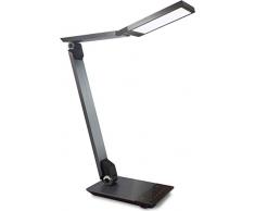 FeinTech LED Schreibtisch-Leuchte mit USB Ladefunktion, 10 W, Silbergrau