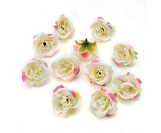 Seidenblumen in Großhandel Kunstblumen Köpfe Kunstblumen 5 cm Seide Rosen Kopf Hochzeit Party Home Dekoration DIY Kranz Scrapbook Basteln Kunstblumen 30 Stück/Lot 4 cm Milchweiß