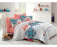 Eponj Home Steppdecke King Size 240 x 220 cm Bianco Blu Salmone Turchese