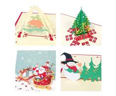 Wrapables A71377c 3D Pop-Up Greeting Cards Grußkarten, Weihnachten (Schlitten, Weihnachtsbaum, Glocken, Schneemann)