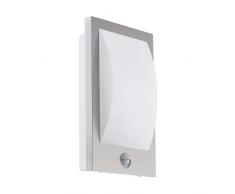 EGLO Außen-Wandlampe Verres, 1 flammige Außenleuchte inkl. Bewegungsmelder, Sensor-Wandleuchte aus Edelstahl und Kunststoff, Farbe: Silber, weiß, IP44