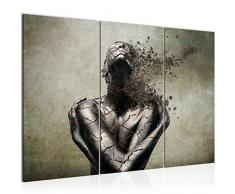 Bilder Abstrakt Mensch Wandbild 120 x 80 cm Vlies - Leinwand Bild XXL Format Wandbilder Wohnzimmer Wohnung Deko Kunstdrucke Grün 3 Teilig - MADE IN GERMANY - Fertig zum Aufhängen 612331a